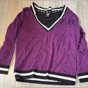 Victoria’s Secret pink purple black V-Neck Sweater White sweatshirt